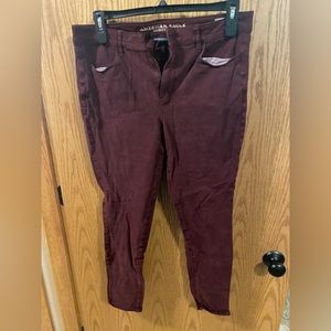 American Eagle AEO Size 14 Hi-Rise Jegging Super Super Stretch X4 Maroon